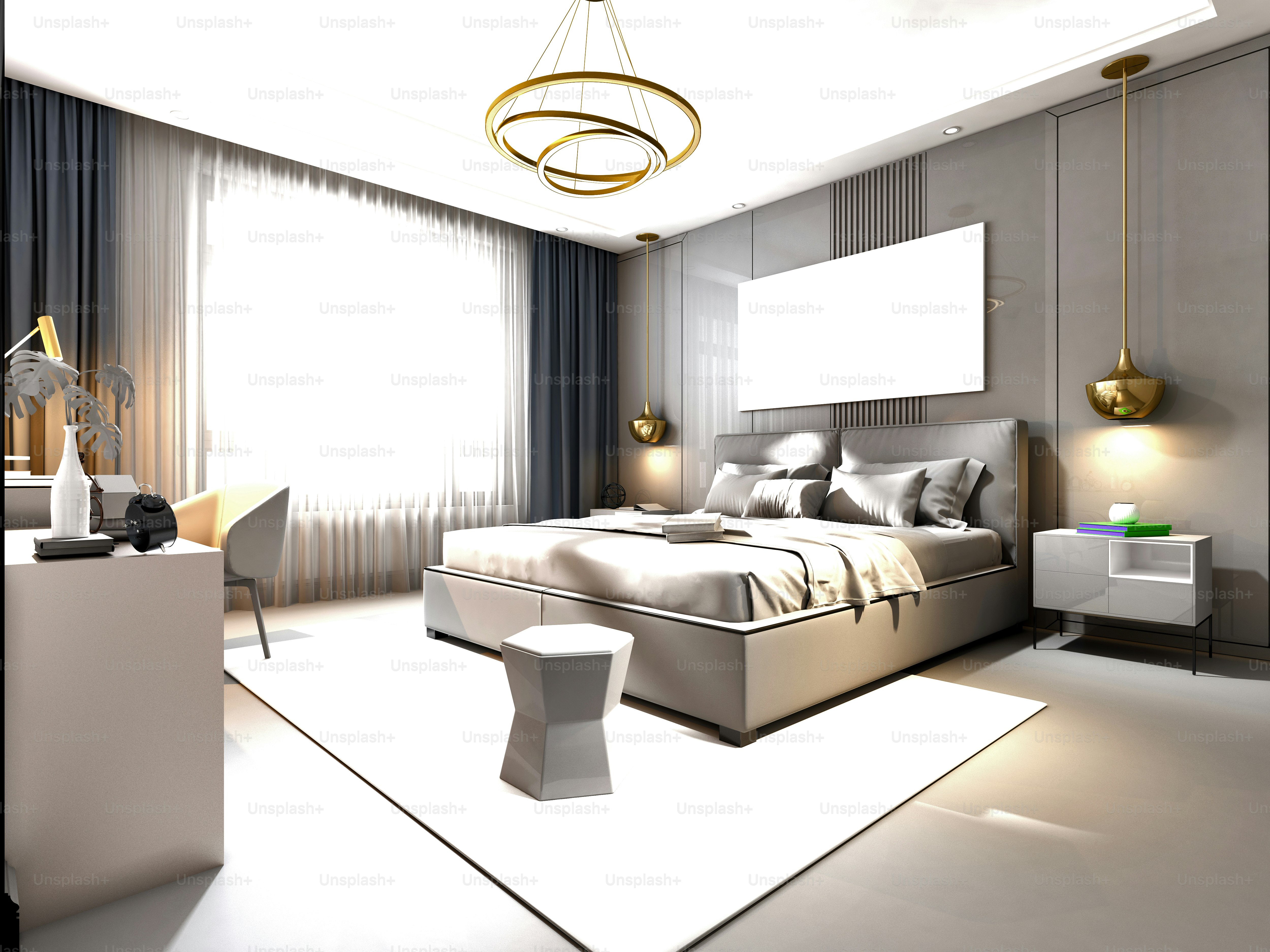 3d render of luxury hotel room
