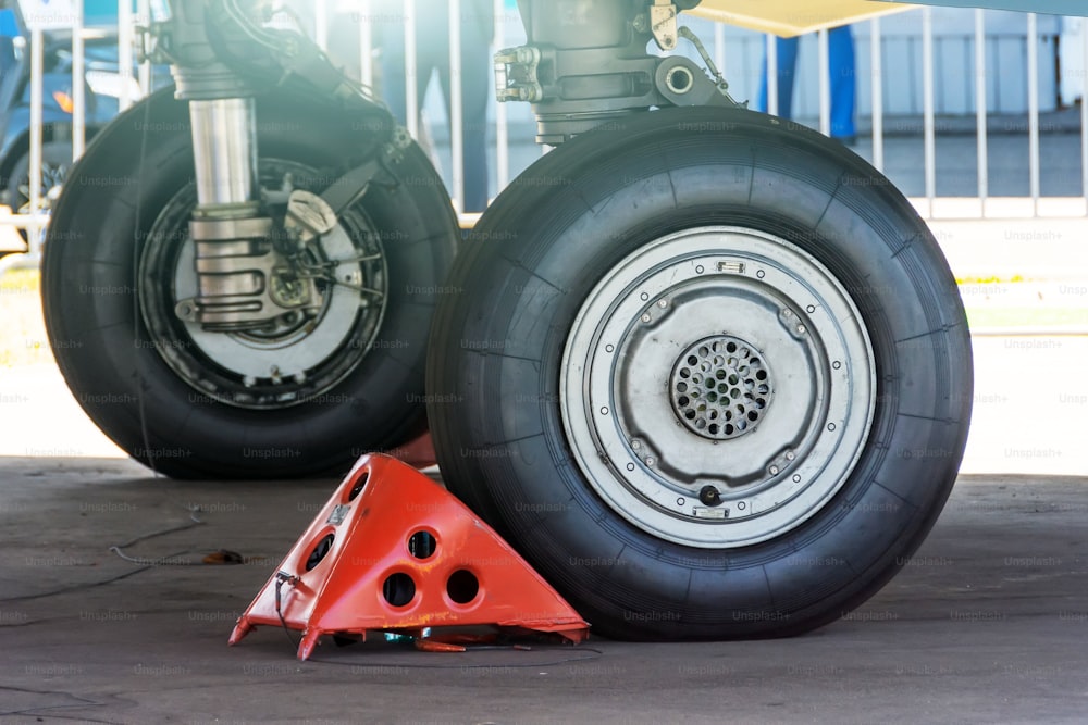 The main landing gear of a combat fighter