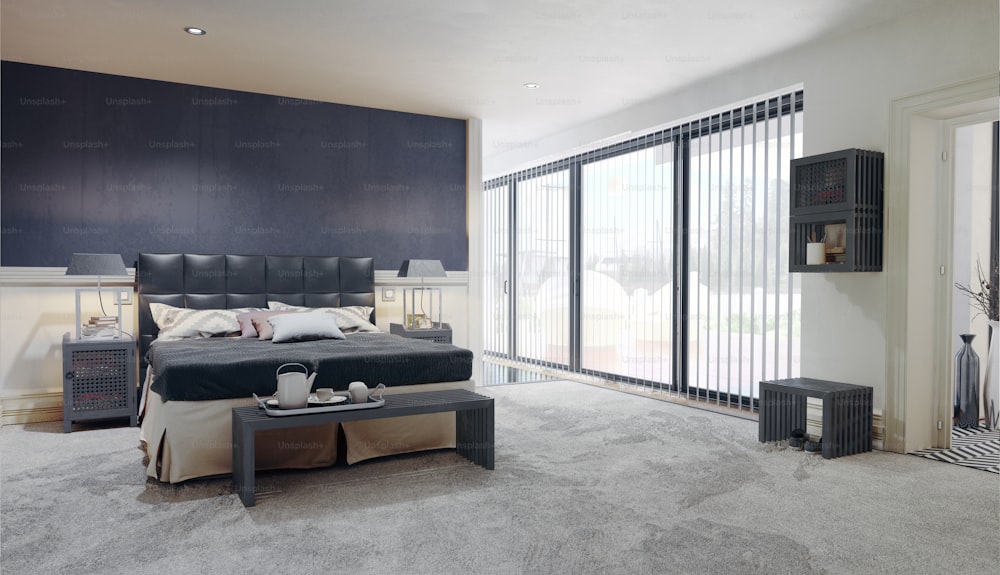 Modern bedroom interior. 3d rendering design interior