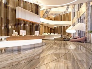 3d render of commercial building interior and reception