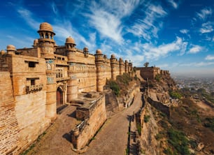 India tourist attraction - Mughal architecture - Gwalior fort. Gwalior, Madhya Pradesh, India