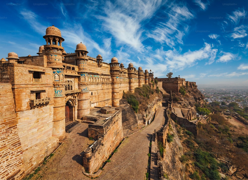 India tourist attraction - Mughal architecture - Gwalior fort. Gwalior, Madhya Pradesh, India