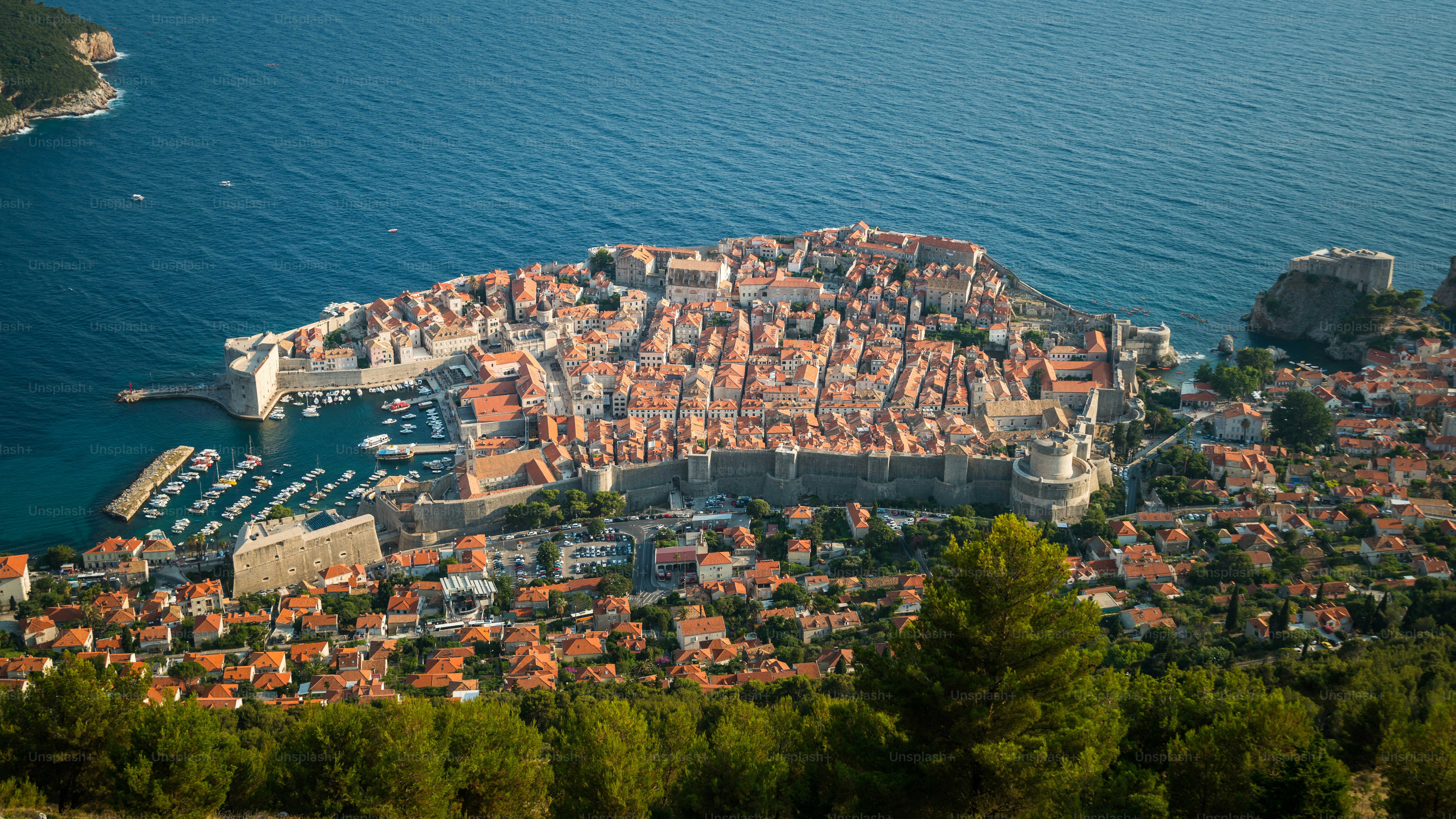 Dubrovnik Old Town on coast of Adriatic Sea, Dalmatia, Croatia - Prominent travel destination of Croatia. Dubrovnik old town was listed as UNESCO World Heritage Sites in 1979.
