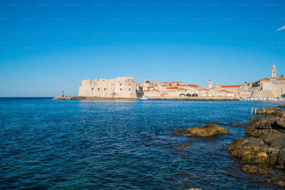 Dubrovnik Old Town on coast of Adriatic Sea, Dalmatia, Croatia - Prominent travel destination of Croatia. Dubrovnik old town was listed as UNESCO World Heritage Sites in 1979.