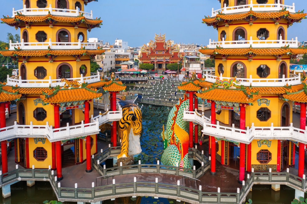 Dragon and Tiger Pagodas in Kaohsiung, Taiwan.