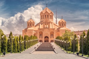 View of Saint Gregory The Illuminator Cathedral - one of the main tourist and religious attractions of Yerevan and Armenia
