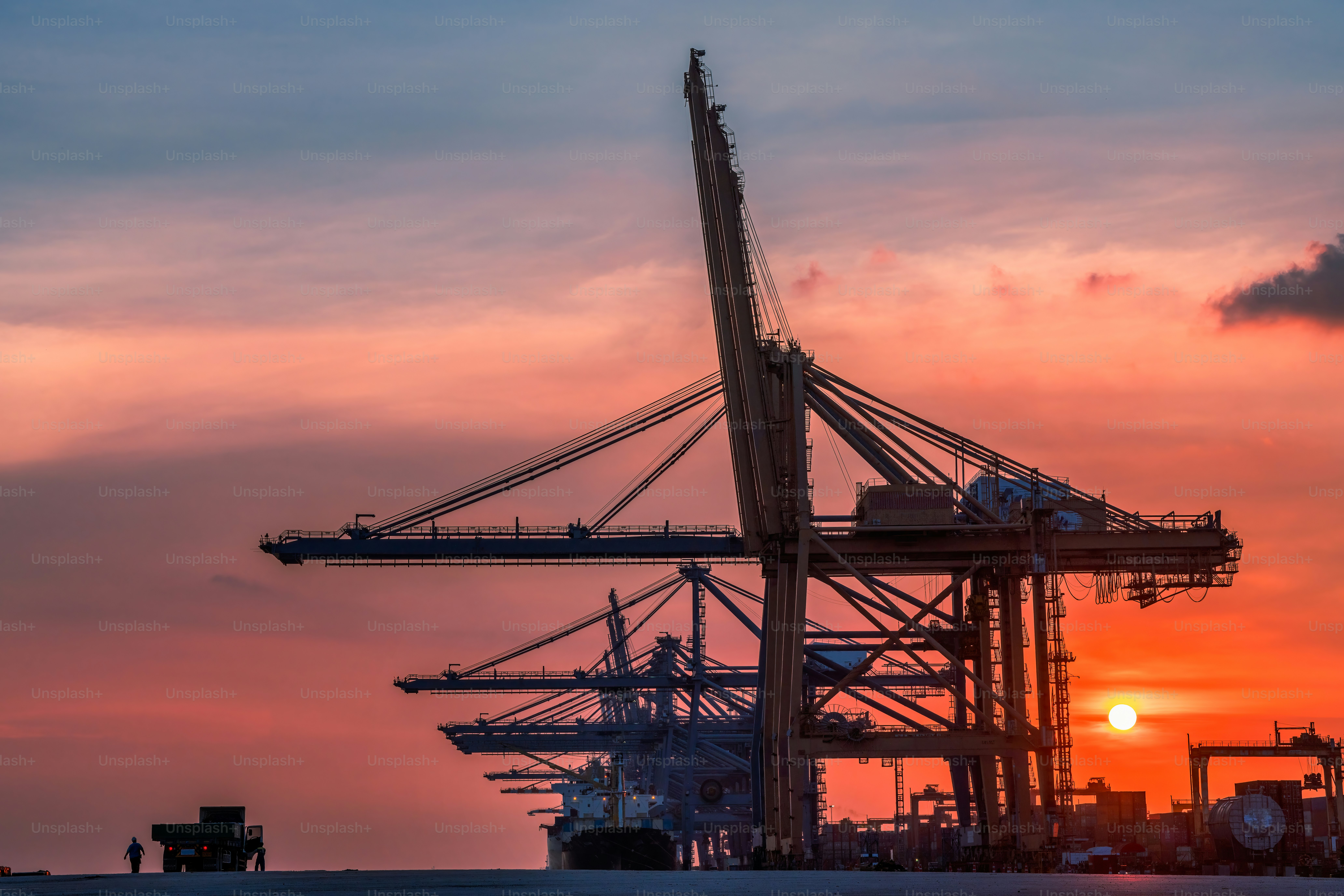 Container dock crane construction shipment terminal in the port of ...