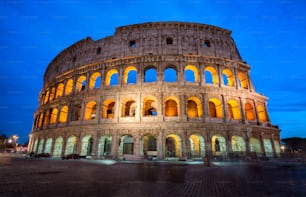 Colosseum in Rome, Italy at night. - The Rome Colosseum was built in the time of Ancient Rome in the city center. It is the main travel destination and tourist attraction of Italy.