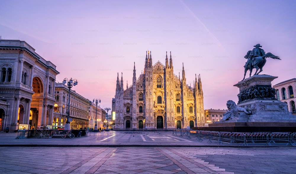 Duomo di Milano (Milan Cathedral) in Milan , Italy . Milan Cathedral is the largest church in Italy and the third largest in the world. It is the famous tourist attraction of Milan, Italy.