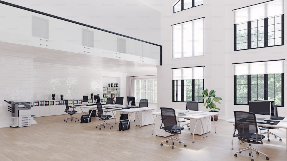 contemporary loft office interior. 3d rendering design concept