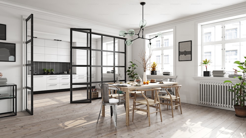 modern white  kitchen interior. 3d rendering design concept