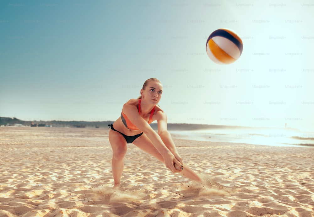 beach volleyball on sunset