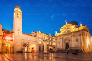 Saint Blaise Church in Dubrovnik old town , Croatia at night - Prominent travel destination of Croatia. Dubrovnik old town was listed as UNESCO World Heritage Sites in 1979.