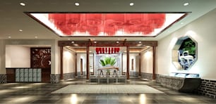 3d render of luxury hotel reception hall