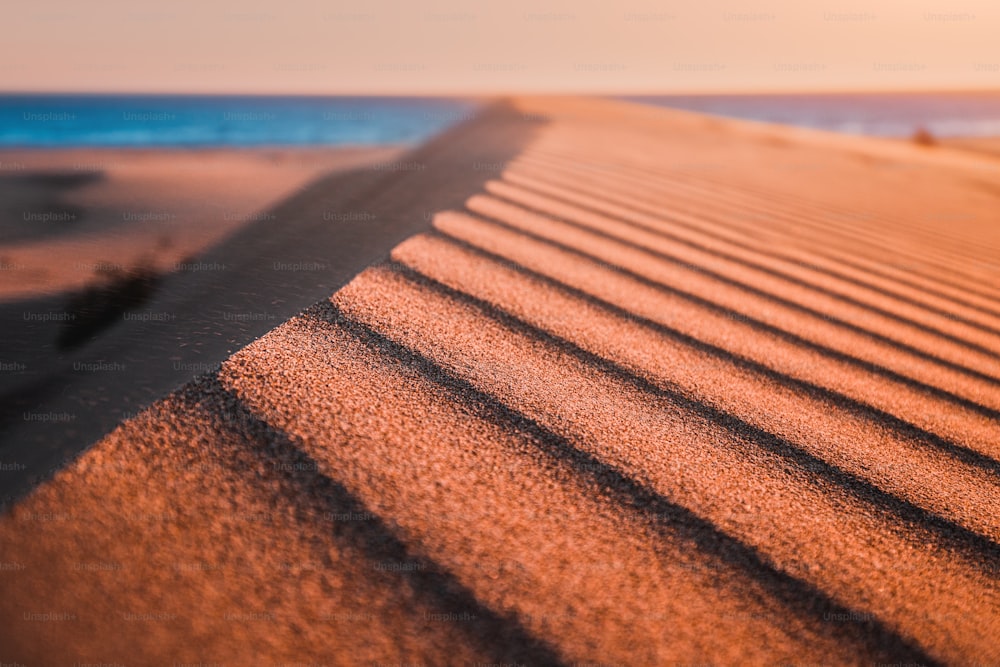 Patara beach is a famous tourist landmark and natural destination in Turkey. Majestic view of orange sand dunes and hills glows in the rays of the warm sunset.