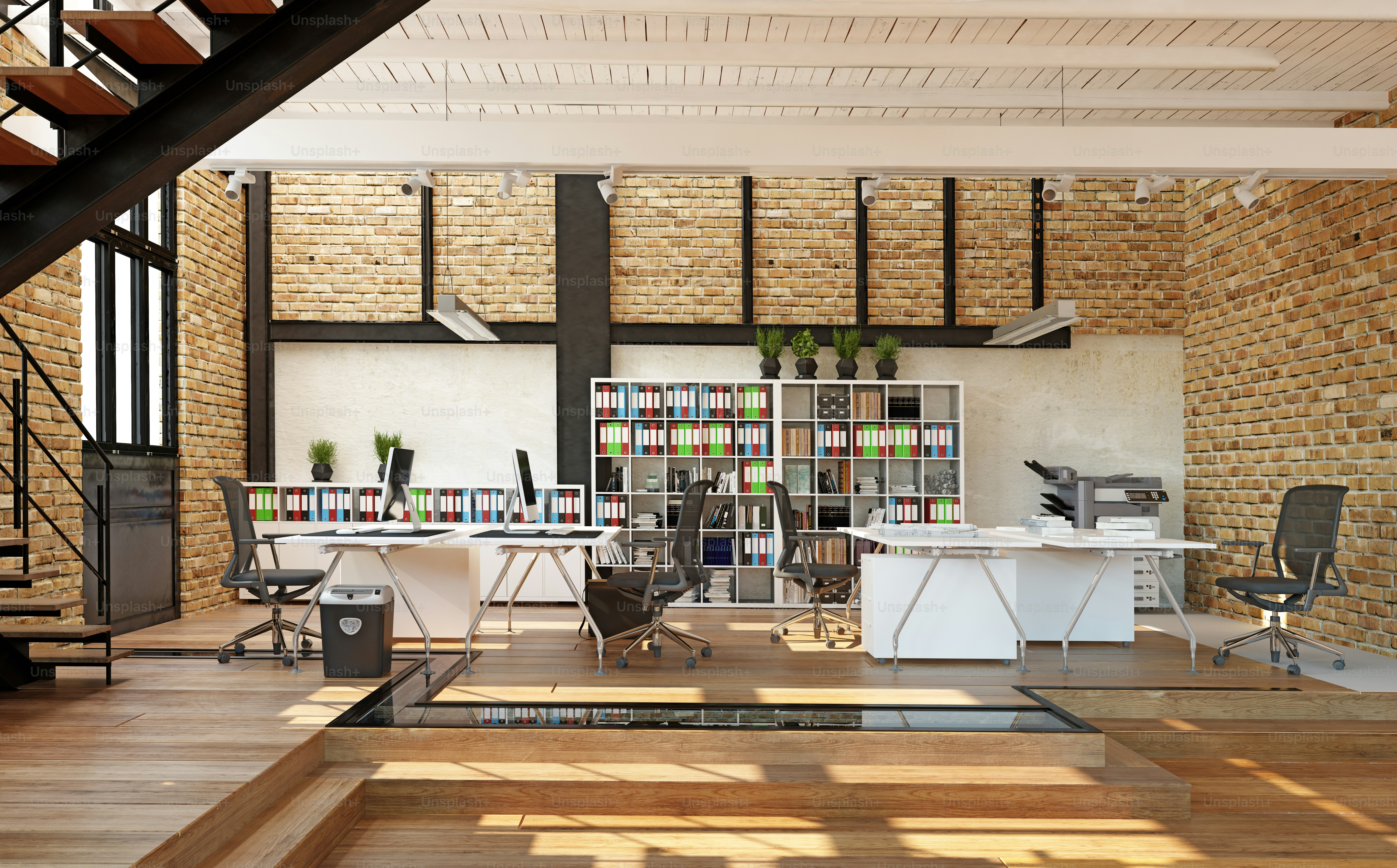 Contemporary office interior. 3d rendering design concept photo ...