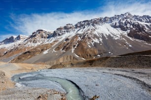 Spiti river in Spiti Valley in Himalayas. Himachal Pradesh, India