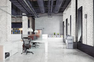 contemporary loft office interior. 3d rendering design concept