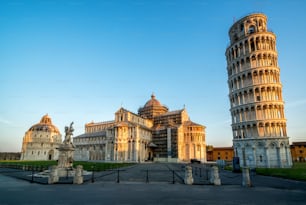 Leaning Tower of Pisa in Pisa, Italy - Leaning Tower of Pisa known worldwide for its unintended tilt and famous travel destination of Italy. It is situated near The Pisa Cathedral.