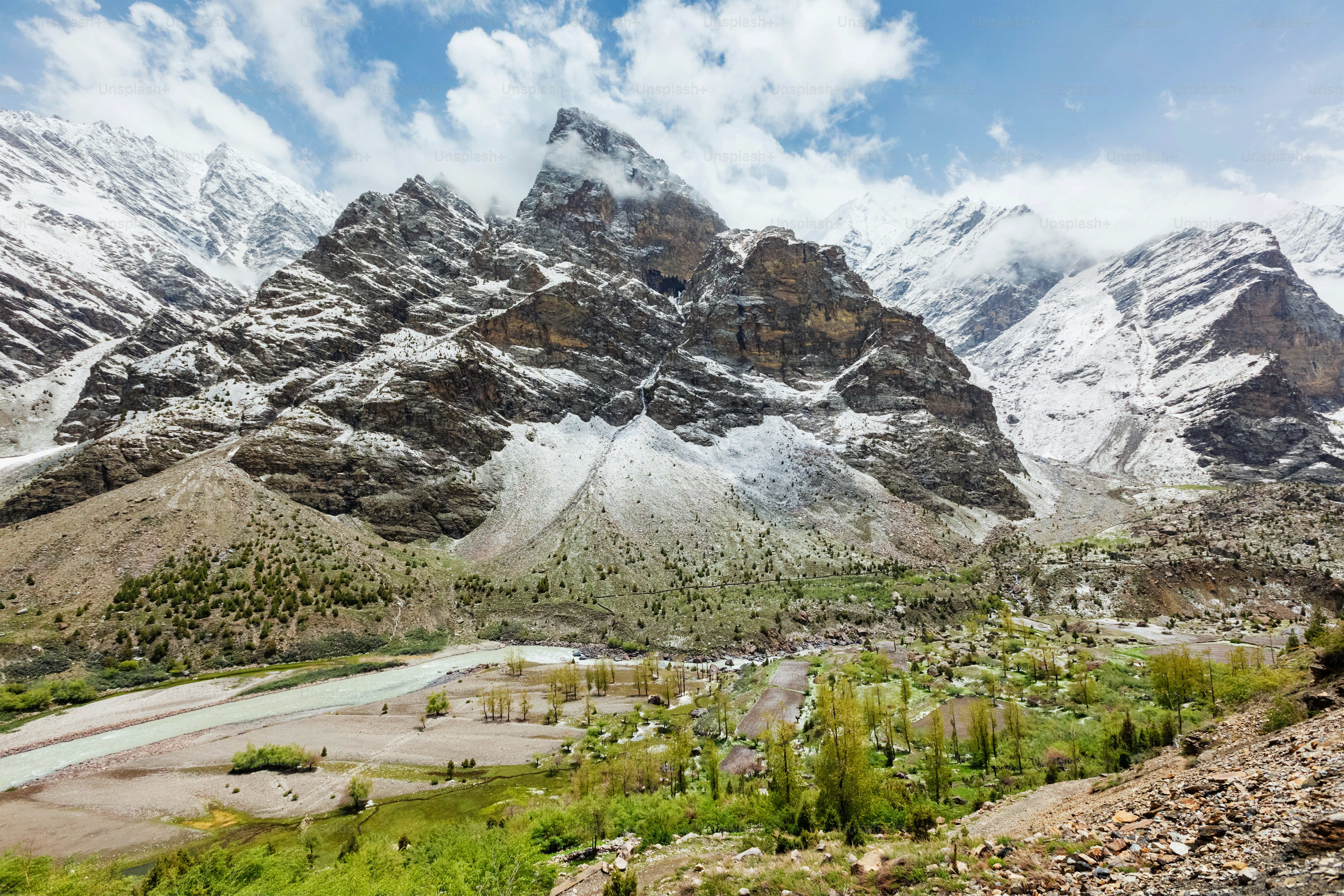 Himalayas mountains in Lahaul Valley, Himachal Pradesh