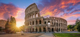 Colosseum in Rome with morning sun, Italy, Europe.