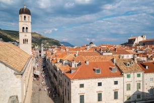 Panoramic view of Dubrovnik old town in Croatia - Prominent travel destination of Croatia. Dubrovnik old town was listed as UNESCO World Heritage Sites in 1979.