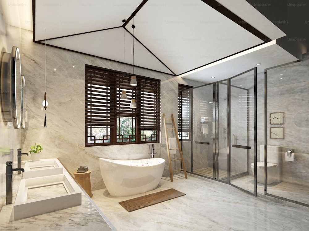 Rendu 3D d’une salle de bain de luxe