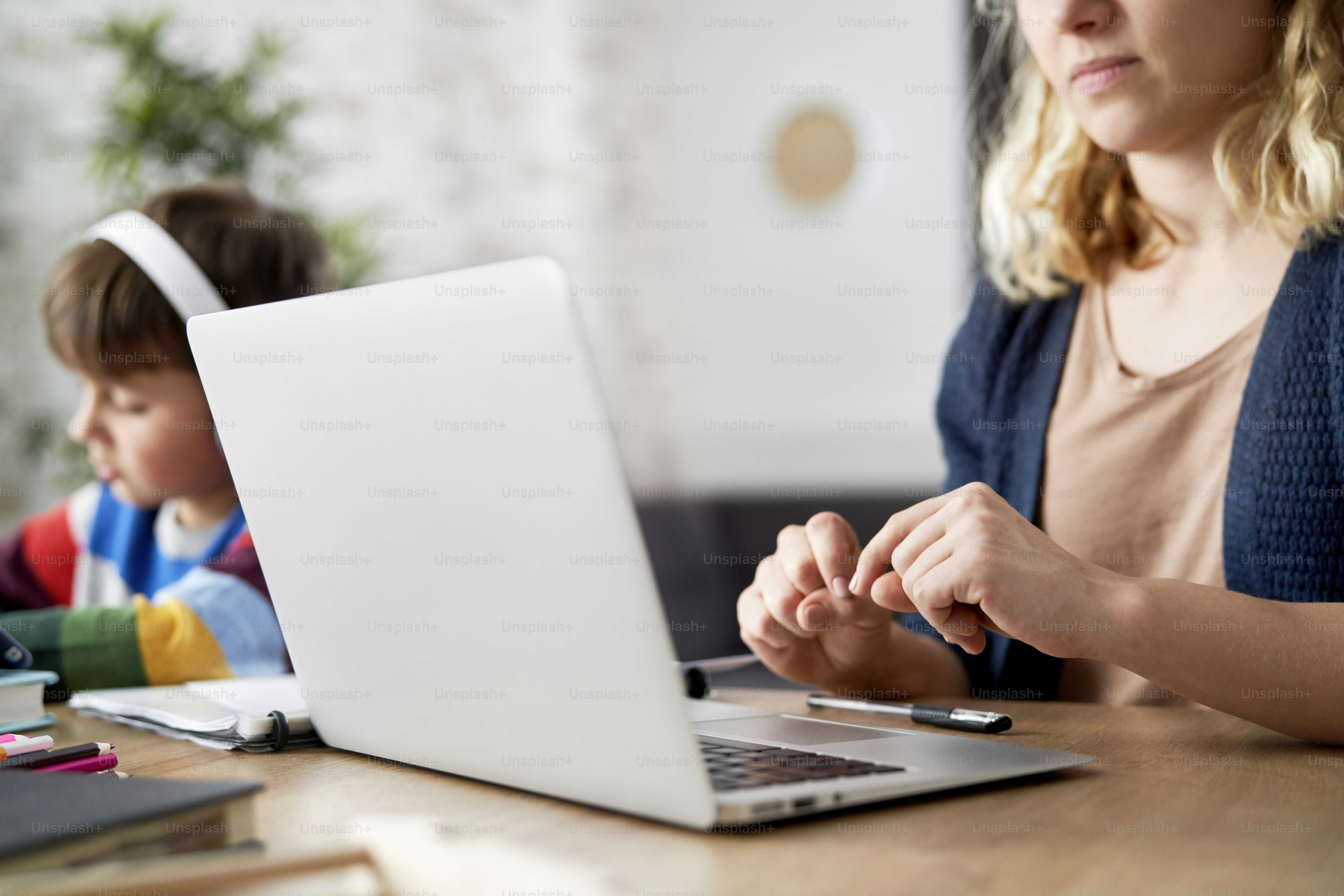 Close up of working during lockdown