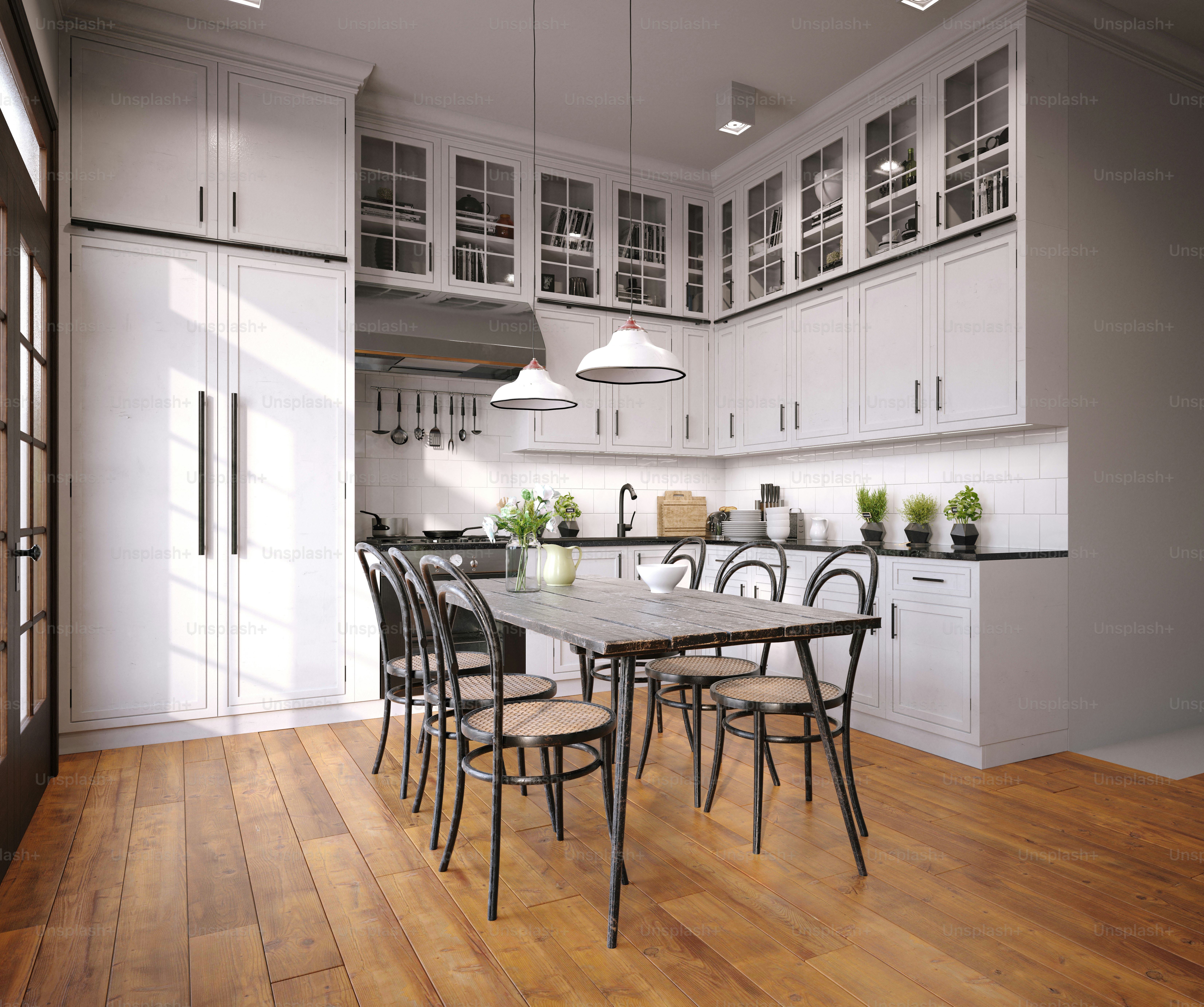 modern kitchen interior. 3d design concept illustration