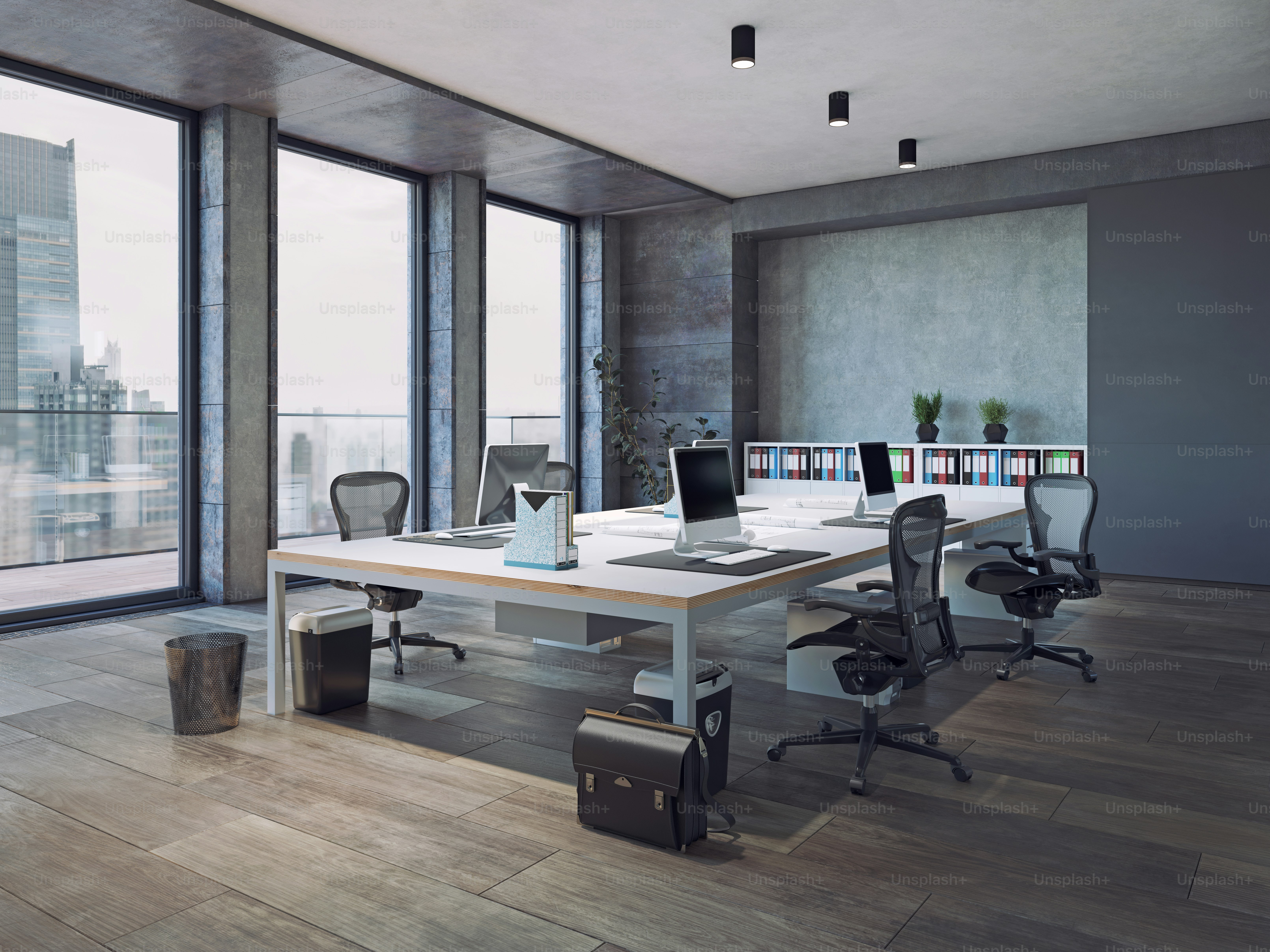 Contemporary office interior. 3d rendering design concept photo ...