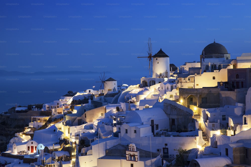 View of Oia by night, Santorini