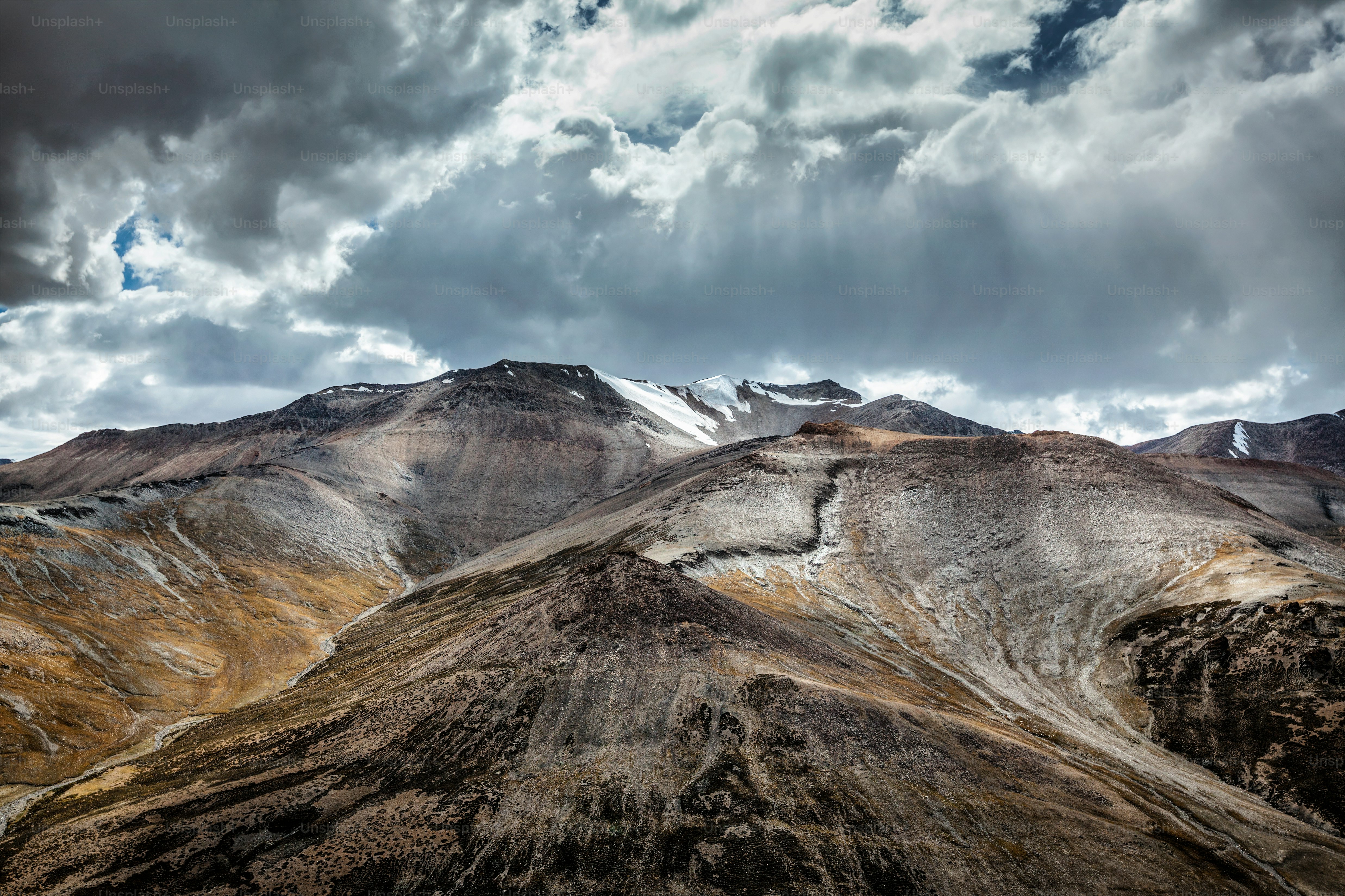 View of Himalayas near Tanglang la Pass - mountain pass in Ladakh along the Leh-Manali highway