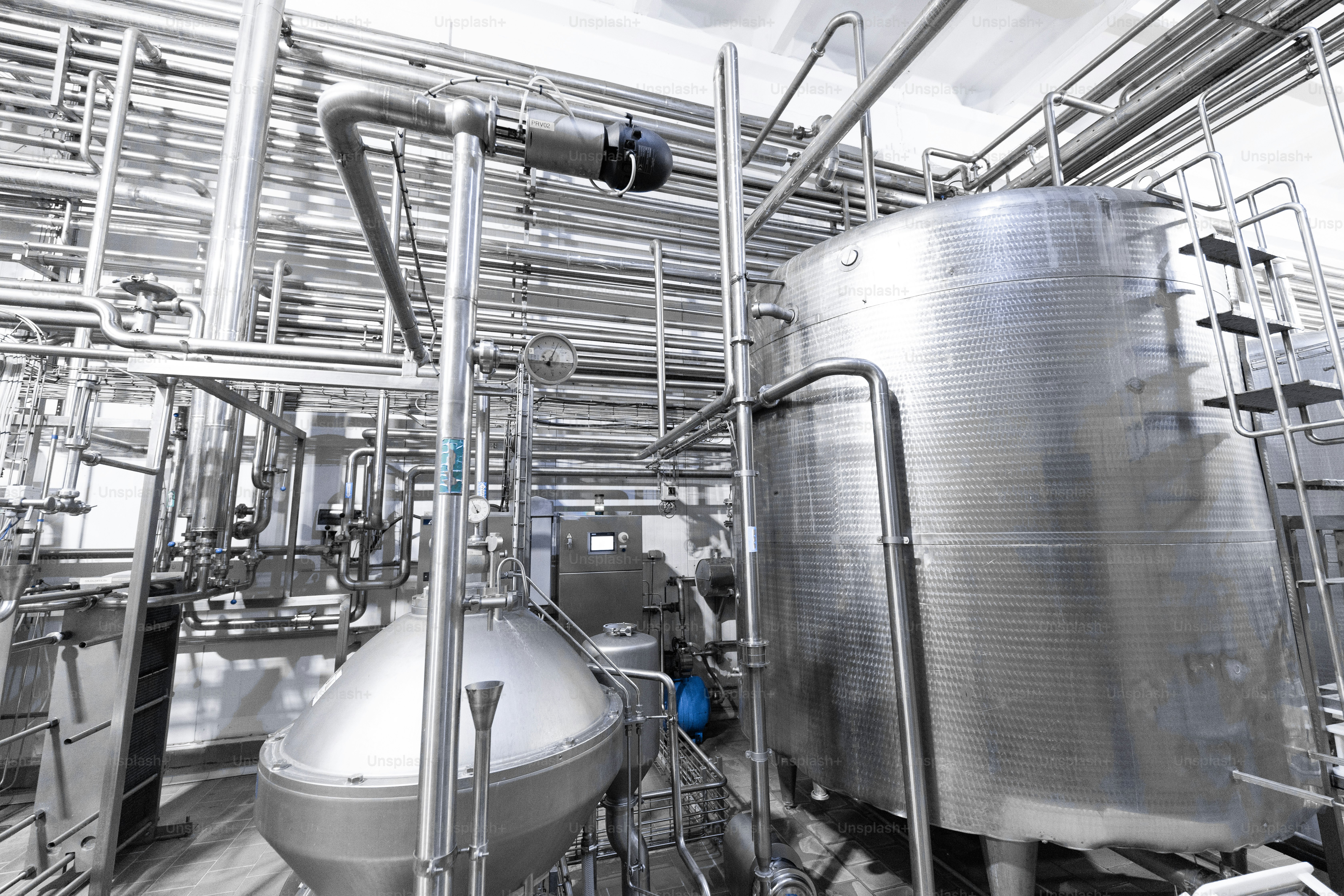 Modern interior of factory with production process background photo ...