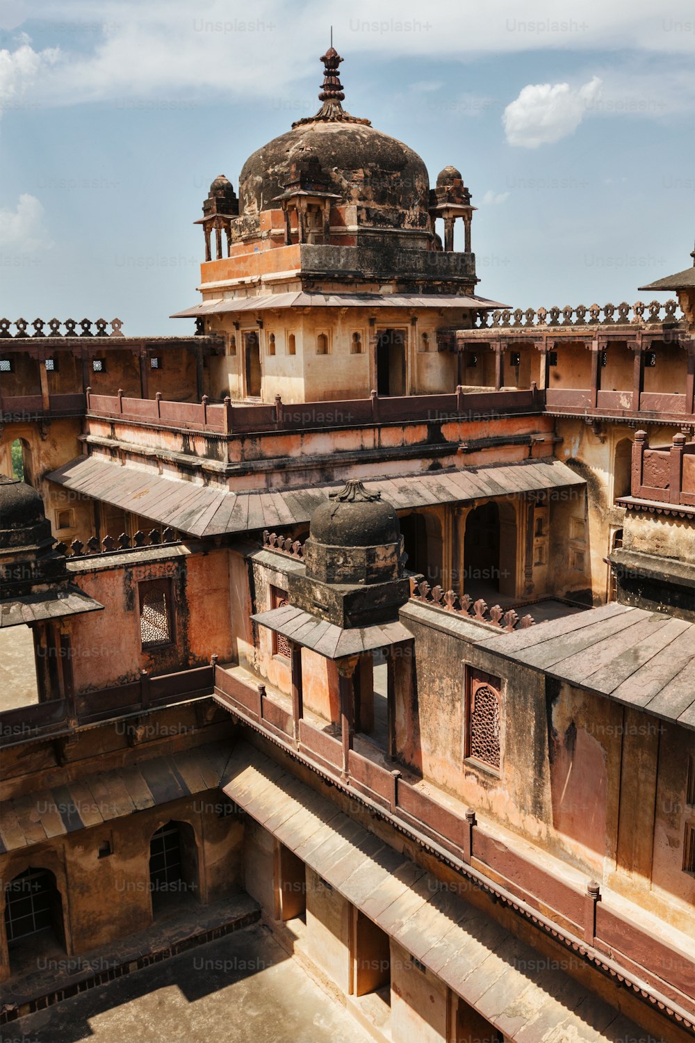 Arquitetura indígena do palácio de Datia. Madhya Pradesh, Índia