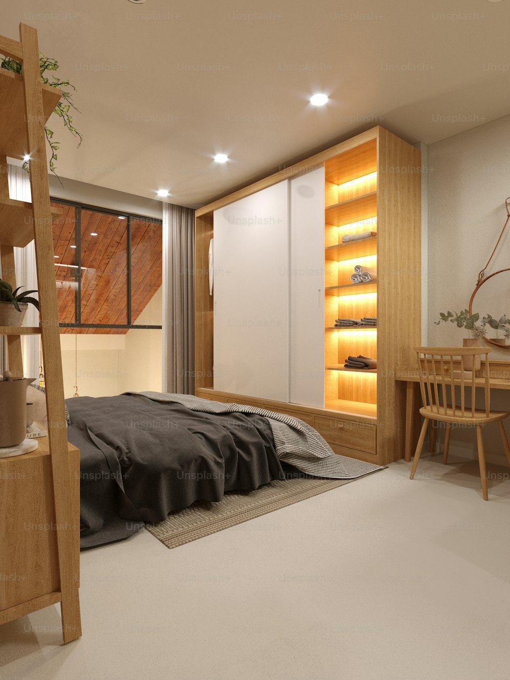 Renderizado 3D Dormitorio Moderno
