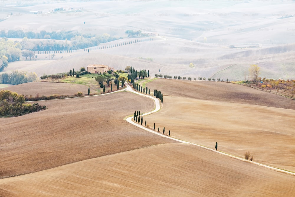 Landscape with road in Tuscany, Italy