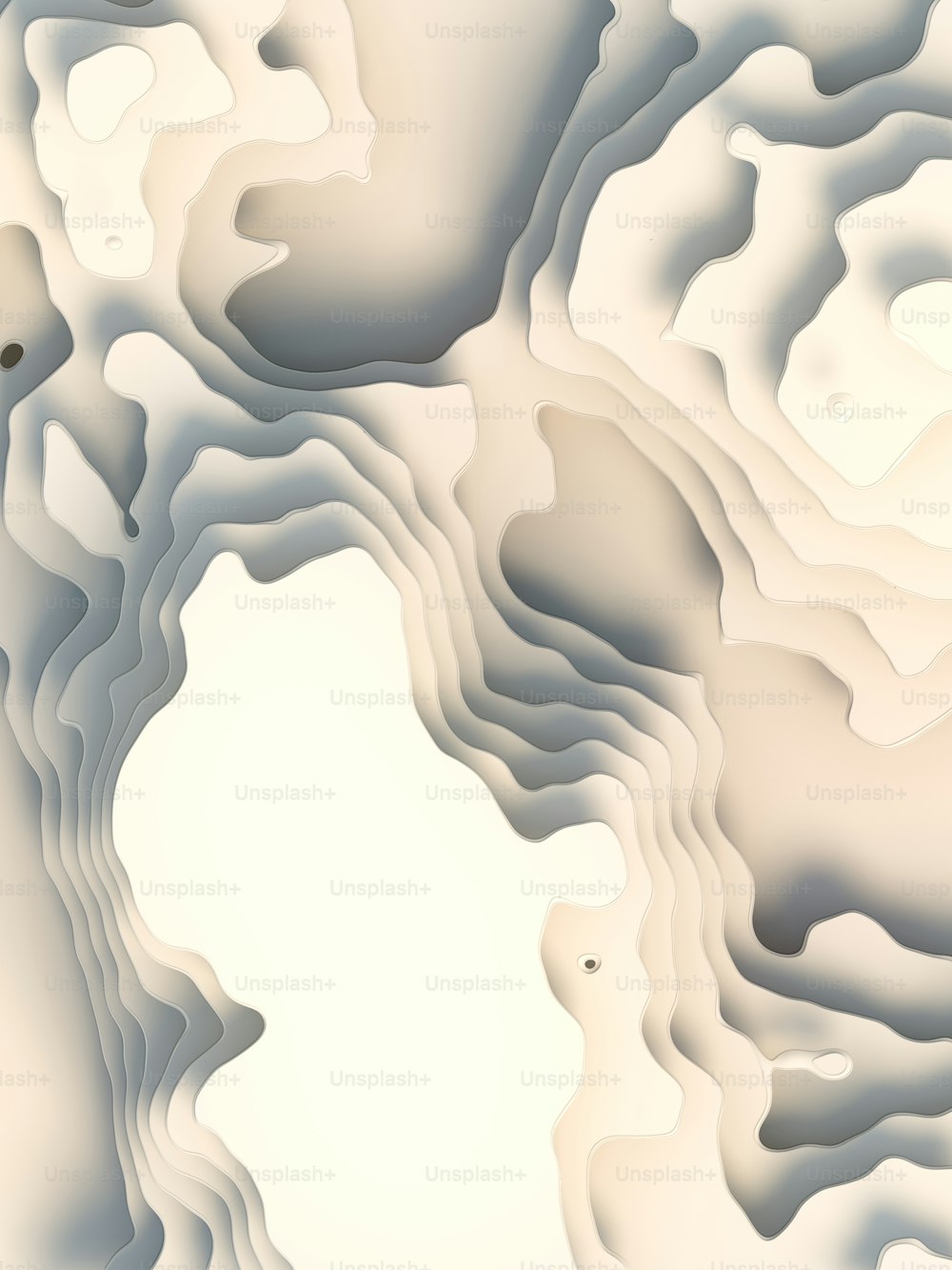 Rendering 3D di un modello topografico astratto. Livelli di topografia bianca. Ottimo per l'uso come sfondo di design fresco