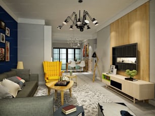 3d render of Nordic Style living room