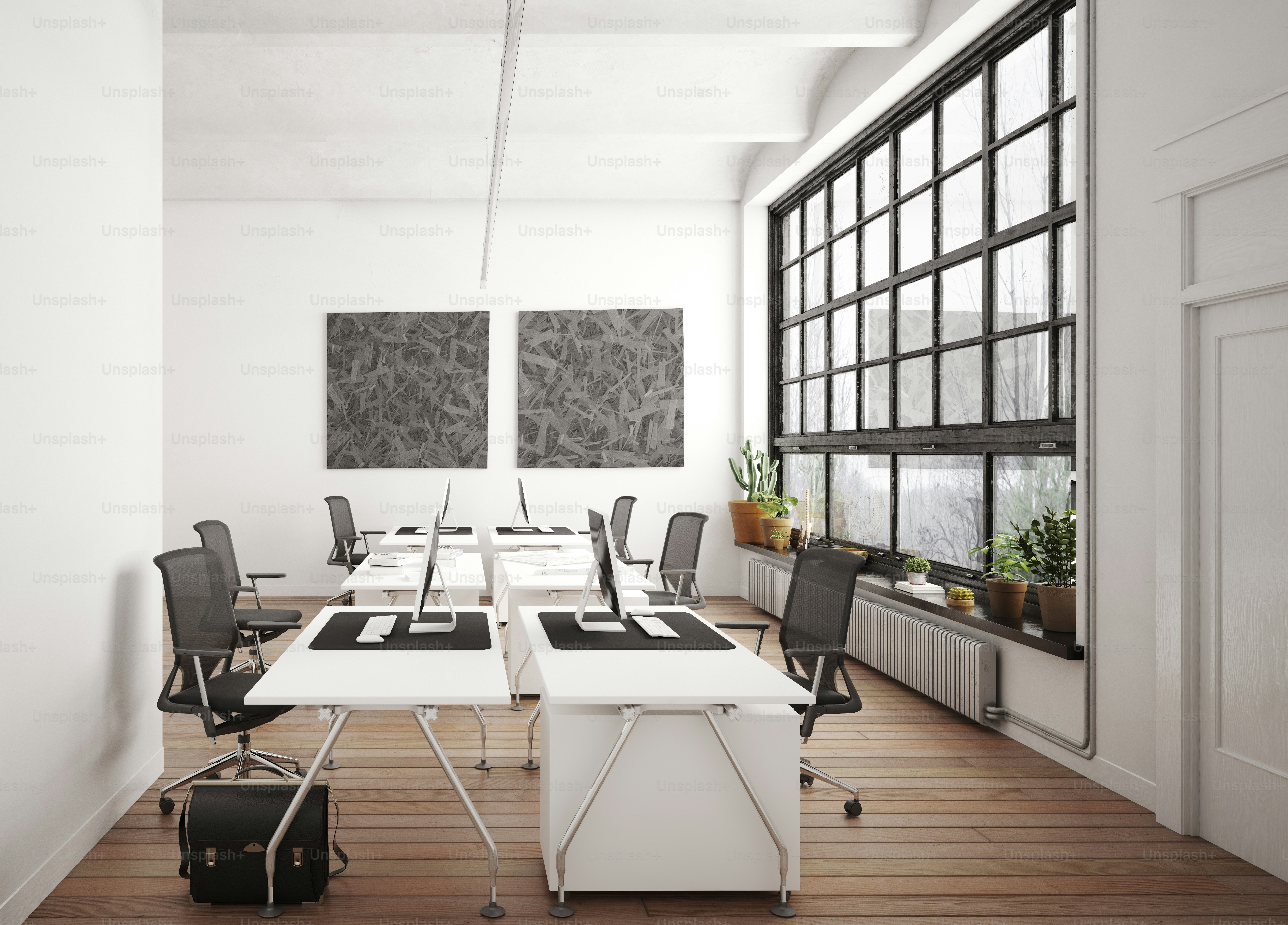 contemporary loft office interior. 3d rendering design concept