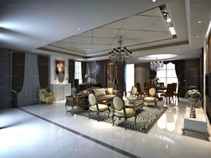 3D Render of Neo Classic Living Room