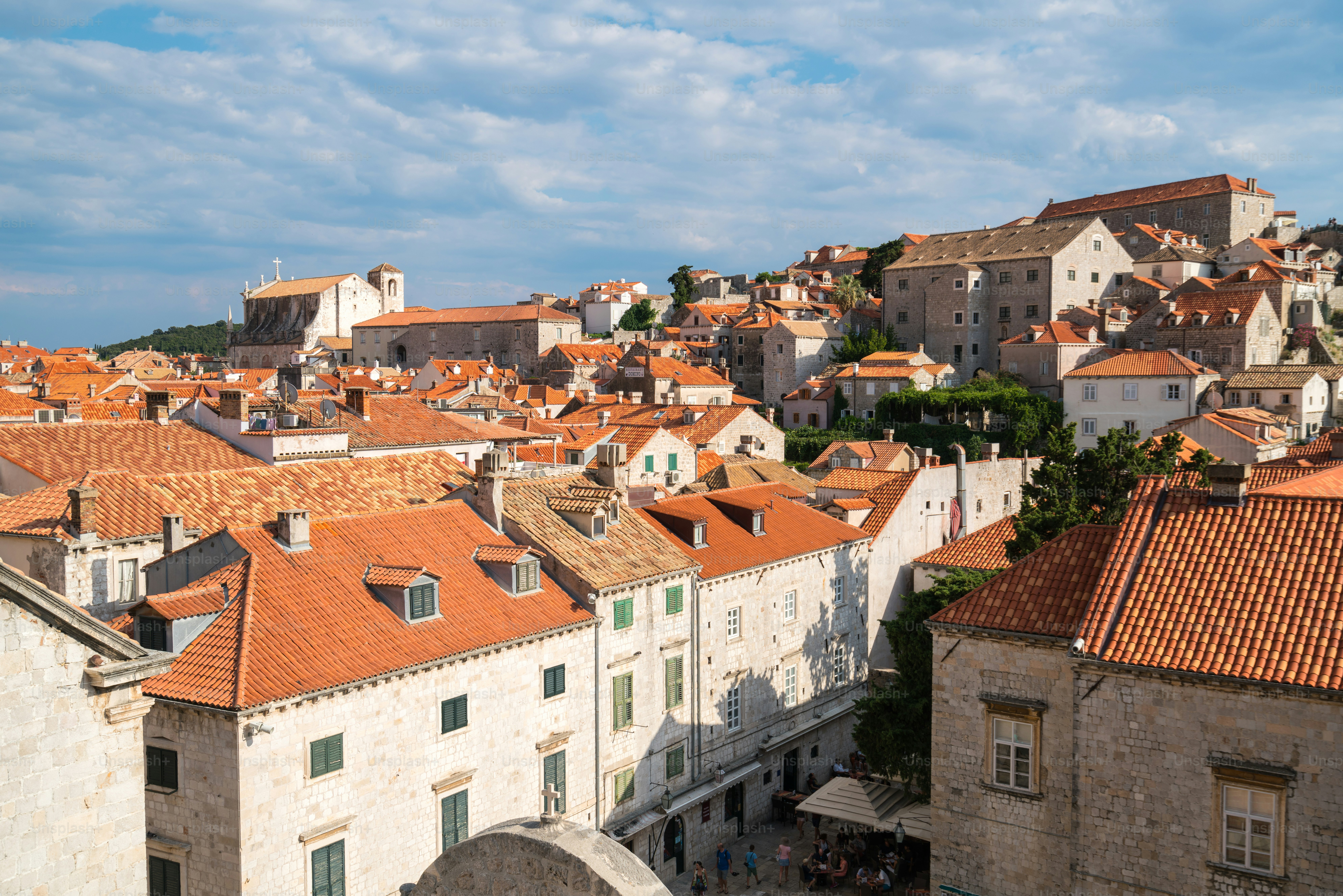 Panoramic view of Dubrovnik old town in Croatia - Prominent travel destination of Croatia. Dubrovnik old town was listed as UNESCO World Heritage Sites in 1979.
