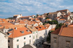 Panoramic view of Dubrovnik old town in Croatia - Prominent travel destination of Croatia. Dubrovnik old town was listed as UNESCO World Heritage Sites in 1979.