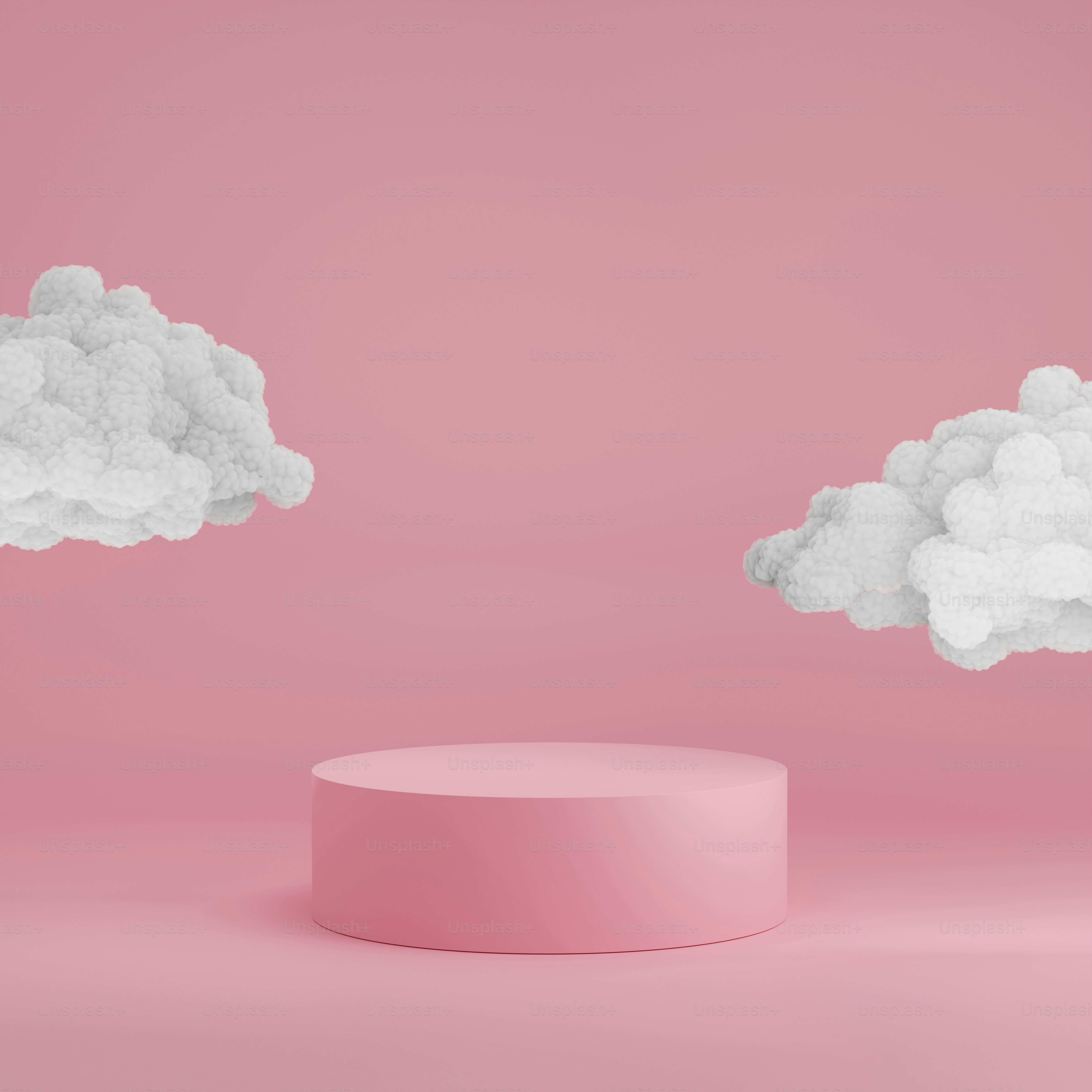 Abstrakte Illustration mit rosa Ständer für Produktwerbung. Hintergrund der Kinder
