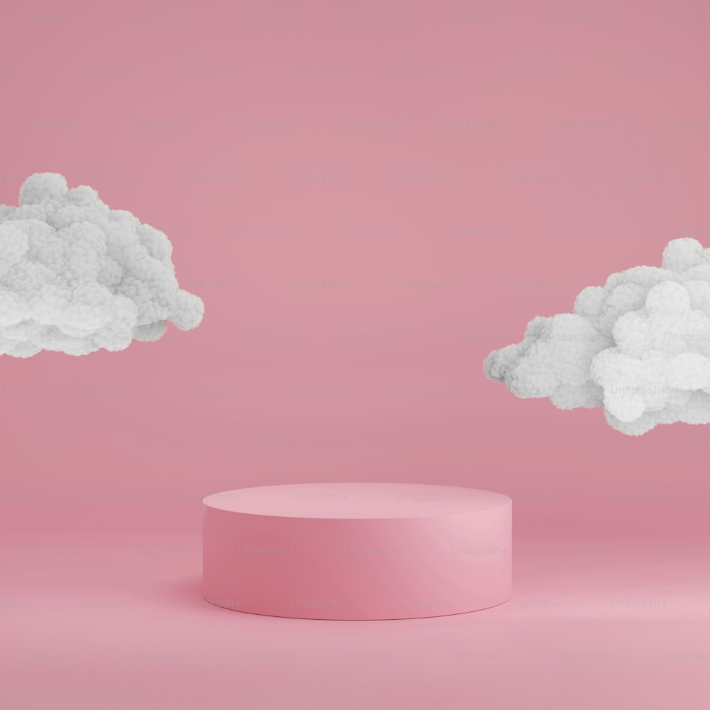製品プロモーション用のピンクのスタンドの抽象的なイラスト。子供の背景