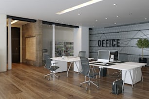 contemporary loft office interior. 3d rendering design concept