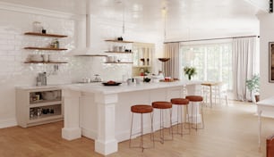 Modernes Küchen-Intrior, 3D-Rendering-Designkonzept