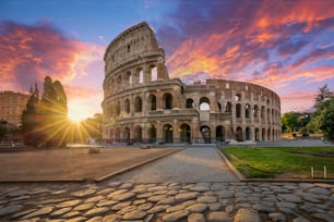 Colosseum in Rome with morning sun, Italy, Europe.