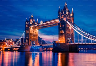 Famous Tower Bridge in the evening, London, England