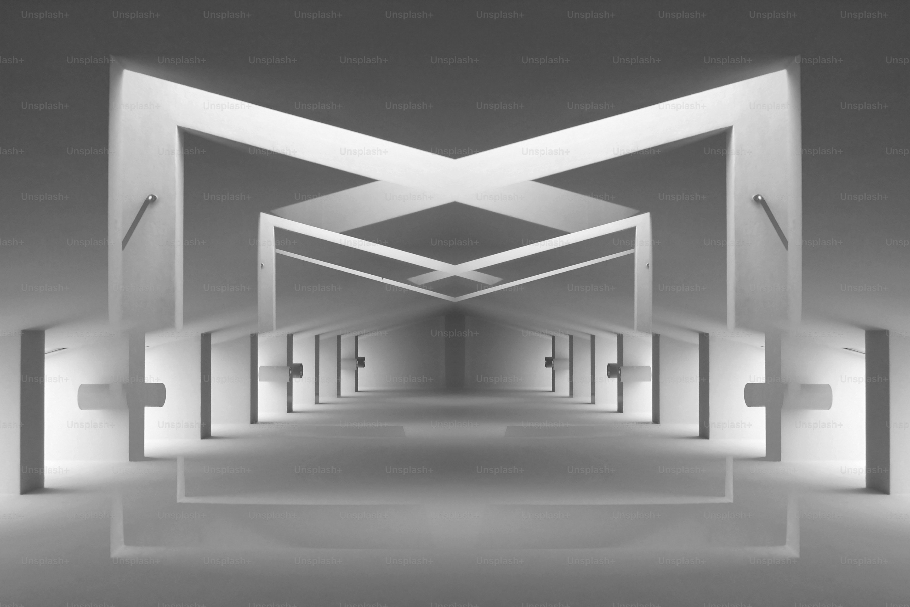 Fragmento arquitectónico generado digitalmente en blanco y negro