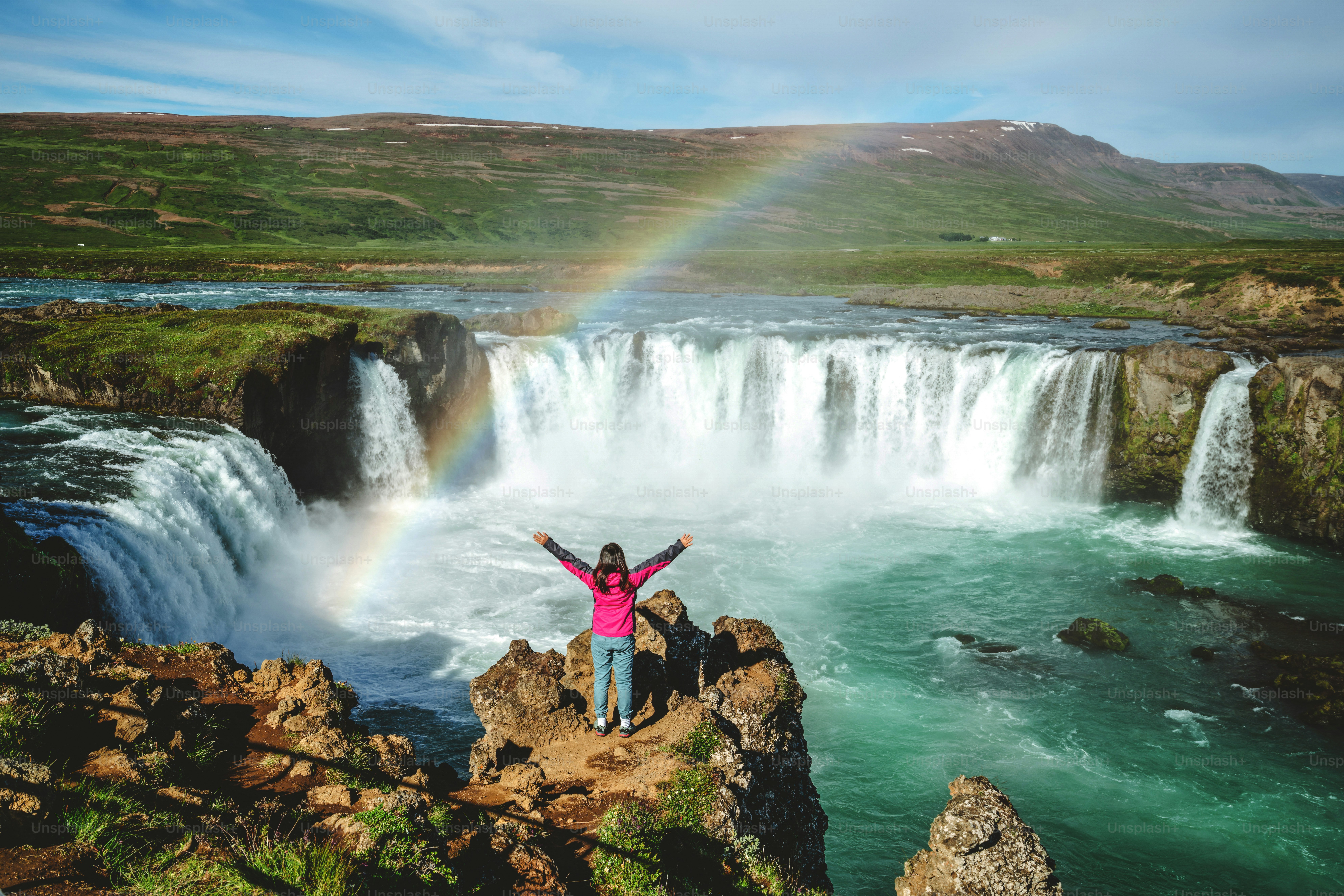 The Godafoss (Icelandic: waterfall of the gods) is a famous waterfall in Iceland. The breathtaking landscape of Godafoss waterfall attracts tourist to visit the Northeastern Region of Iceland.